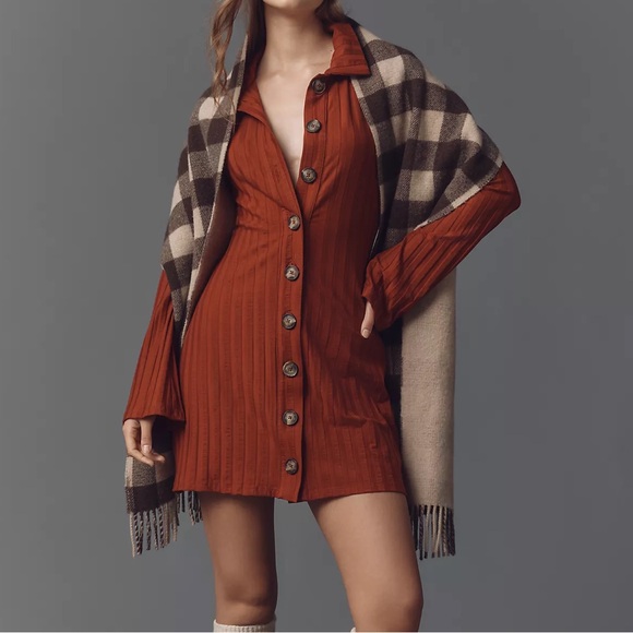REFORMATION Benton Ribbed Button-Front Sweater Mini Dress - Picture 3 of 11